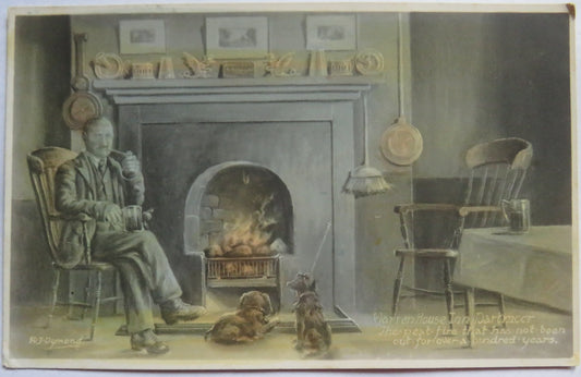 Vintage Postcard of Warren House Inn, Dartmoor, The Peat Fire that has not been out for over 100 years