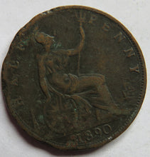 Load image into Gallery viewer, 1890 Queen Victoria 1/2d Halfpenny Coin - Great Britain
