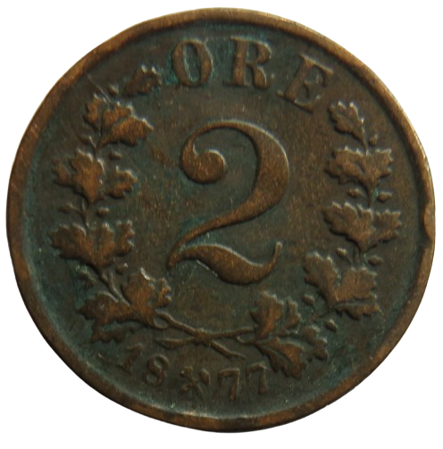 1877 Norway 2 Ore Coin