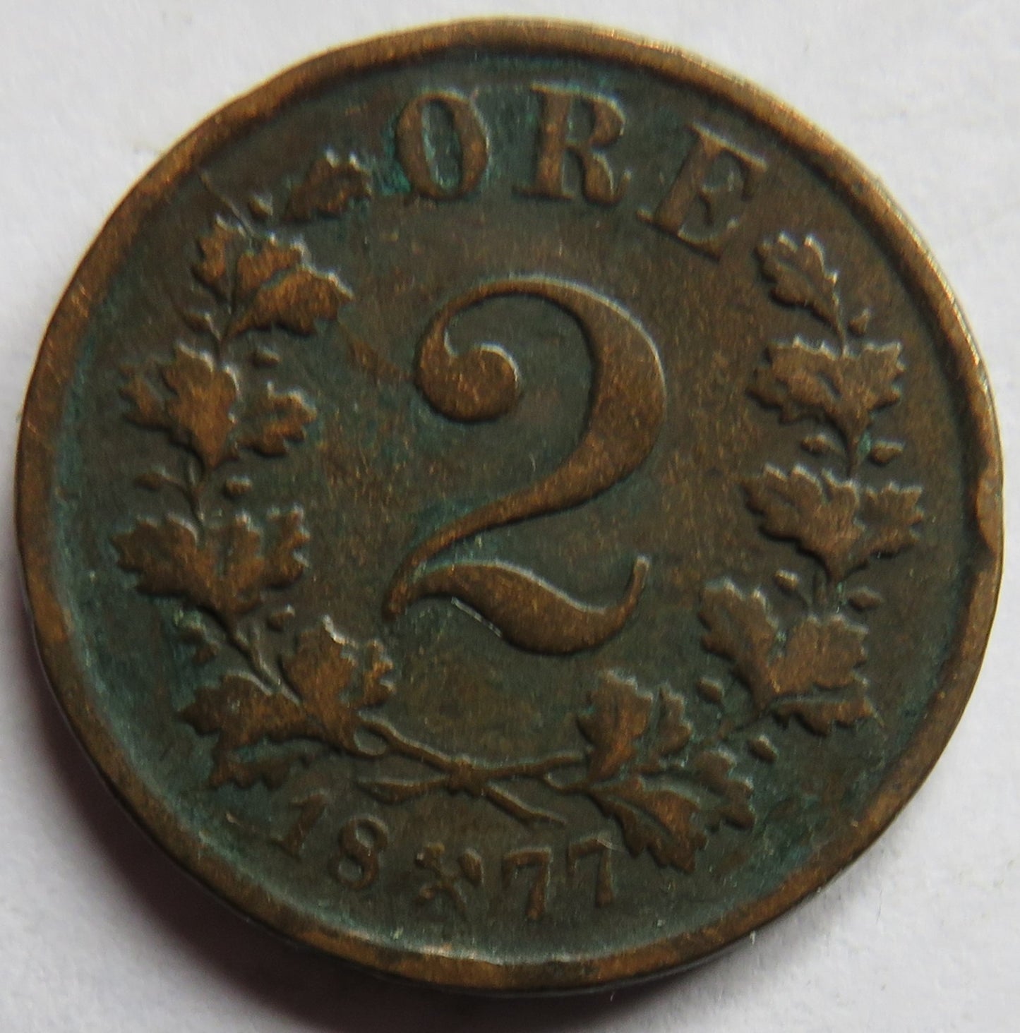 1877 Norway 2 Ore Coin