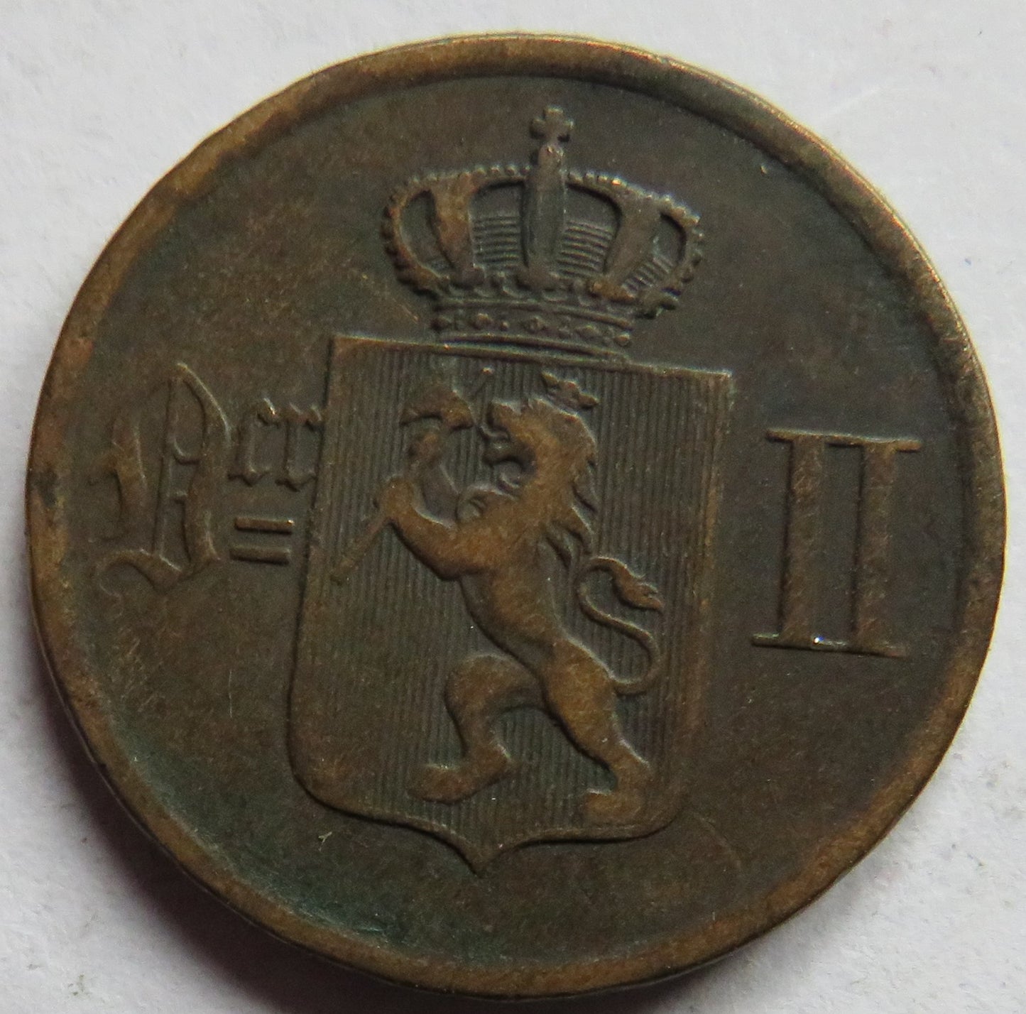 1877 Norway 2 Ore Coin