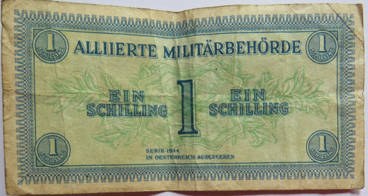 1944 Austria Allied Military One Schilling Banknote WWII