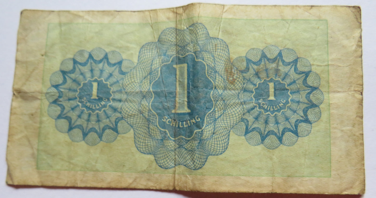 1944 Austria Allied Military One Schilling Banknote WWII