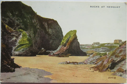 Vintage Postcard of Rocks at Newquay