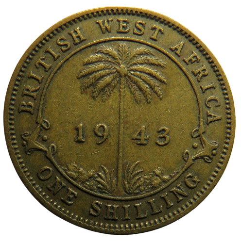 1943 King George VI British West Africa One Shilling Coin