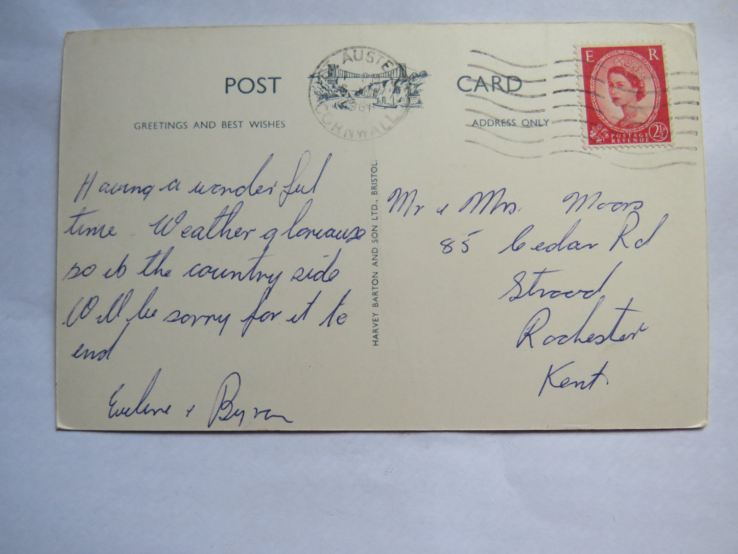 Vintage Postcard of River and Bridge from Hannafore Looe, 1936