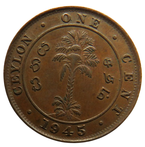 1945 King George VI Ceylon One Cent Coin