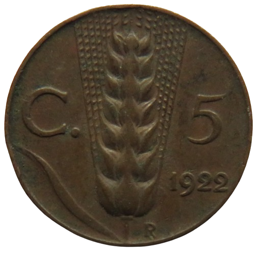 1922 Italy 5 Centesimi Coin