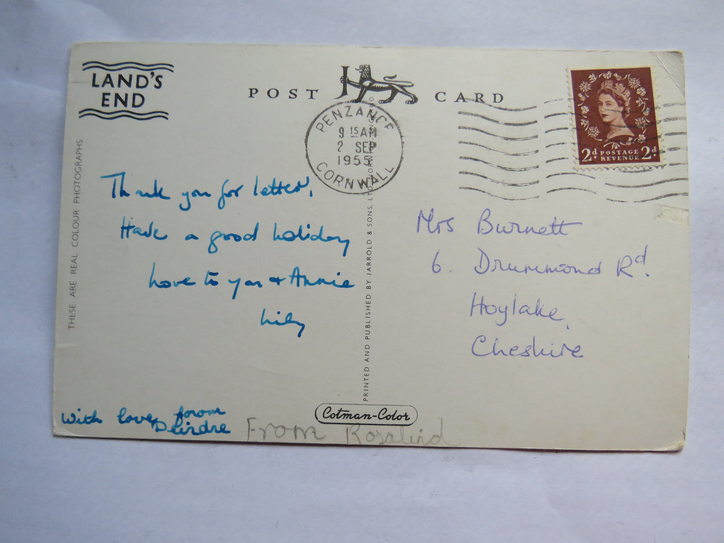 Vintage Postcard of Greetings From Land's End, Multiview Postcard, 1955
