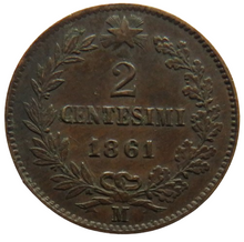 Load image into Gallery viewer, 1861-M Italy 2 Centesimi Coin Nice Condition
