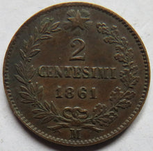 Load image into Gallery viewer, 1861-M Italy 2 Centesimi Coin Nice Condition
