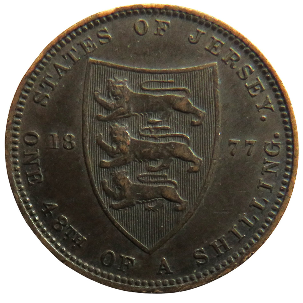 1877 Queen Victoria States of Jersey 1/48th of a Shilling Coin