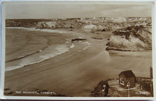 Vintage Postcard of The Beaches, Newquay, 1953
