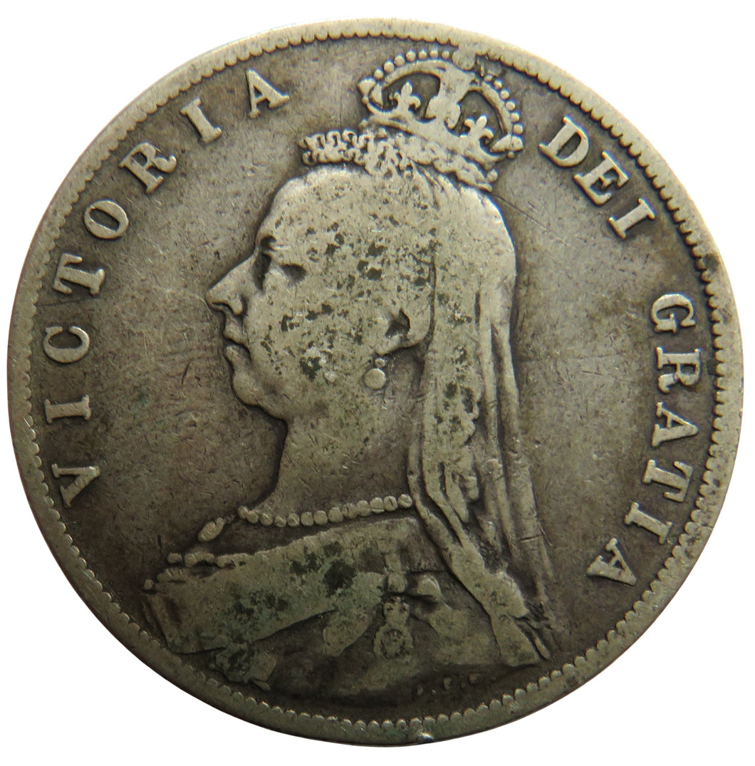 1889 Queen Victoria Jubilee Head Silver Halfcrown Coin - Great Britain