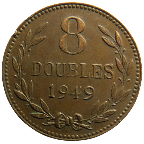 1949 Guernsey 8 Doubles Coin