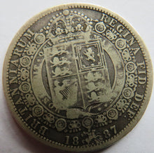 Load image into Gallery viewer, 1887 Queen Victoria Jubilee Head Silver Halfcrown Coin - Great Britain
