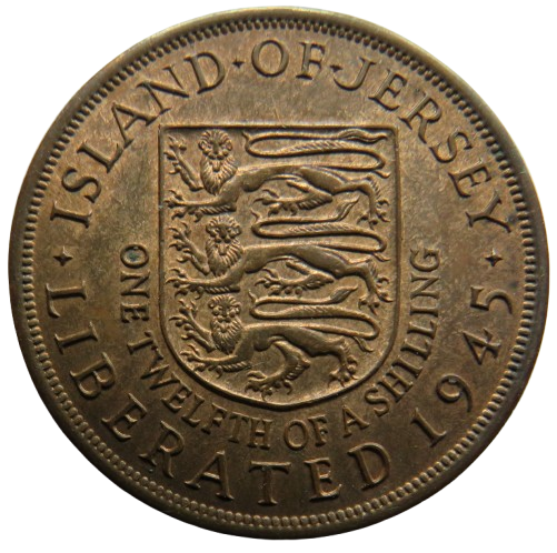 1945 King George VI Island of Jersey 1/12th of a Shilling Coin