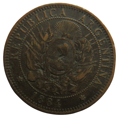 1884 Argentina 2 Centavos Coin