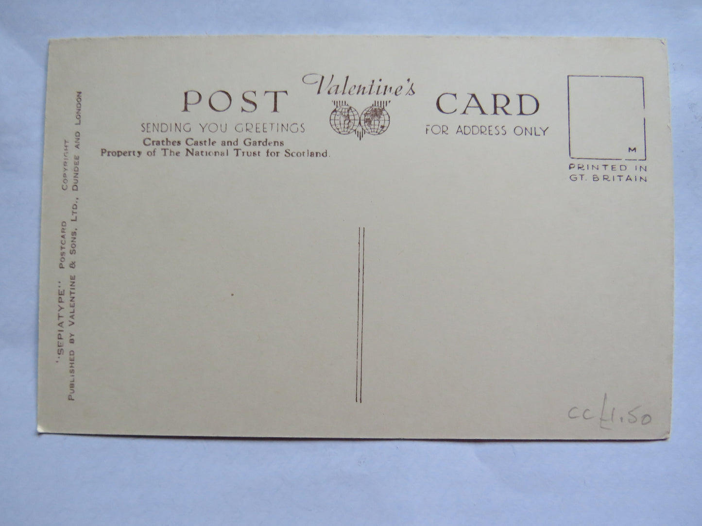 Vintage Postcard of Crathes Castle and Gardens, Property of the National Trust of Scotland