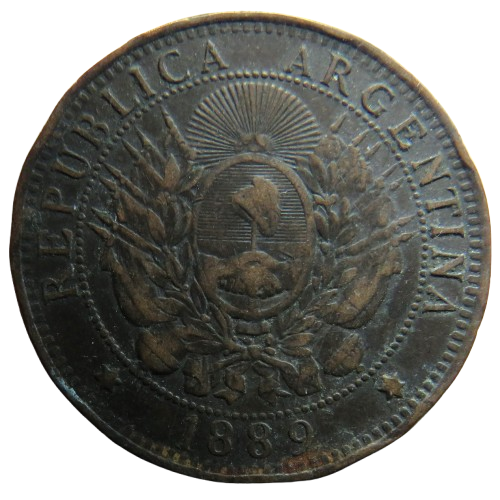 1889 Argentina 2 Centavos Coin