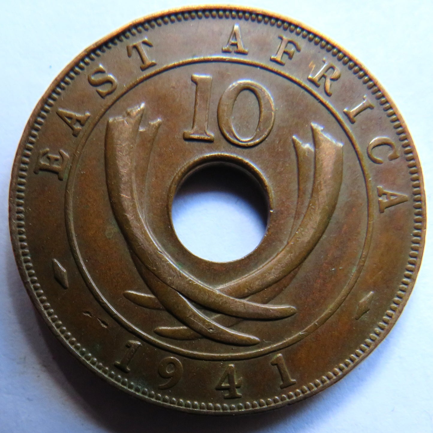 1941 East Africa 10 Cents Coin