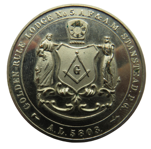 Golden-Rule Lodge No 5. A.F. & A.M Stanstead , Quebec Medal / Token
