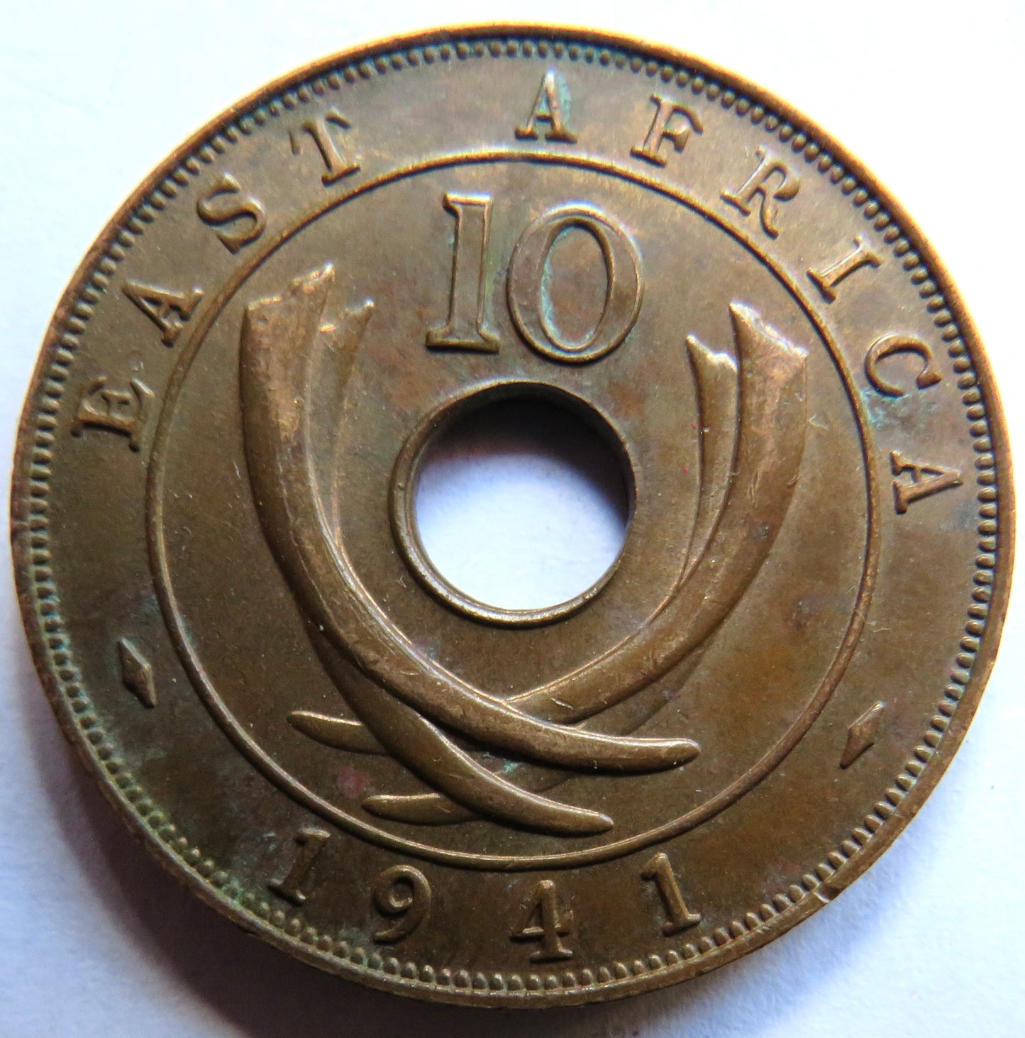 1941 East Africa 10 Cents Coin