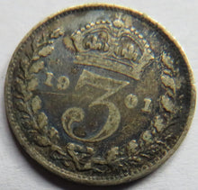 Load image into Gallery viewer, 1901 Queen Victoria Silver Threepence Coin - Great Britain
