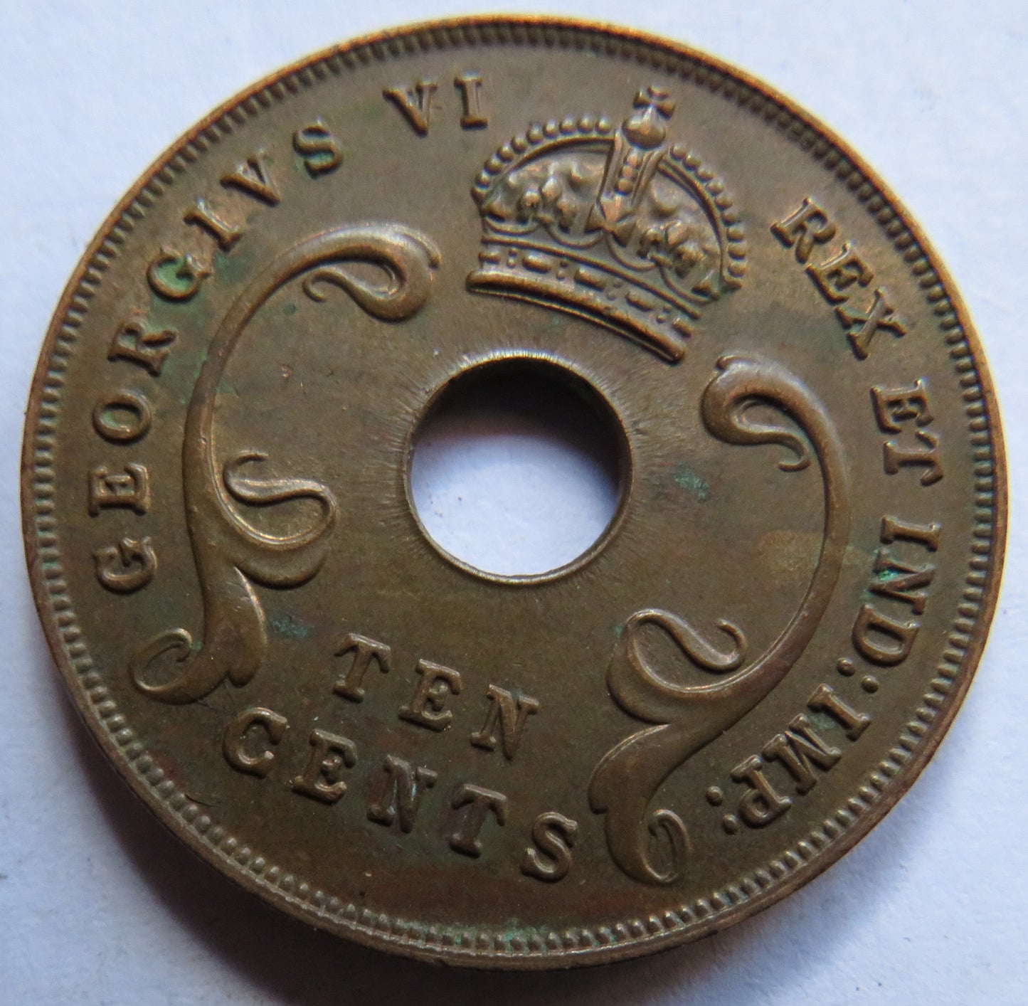 1941 East Africa 10 Cents Coin