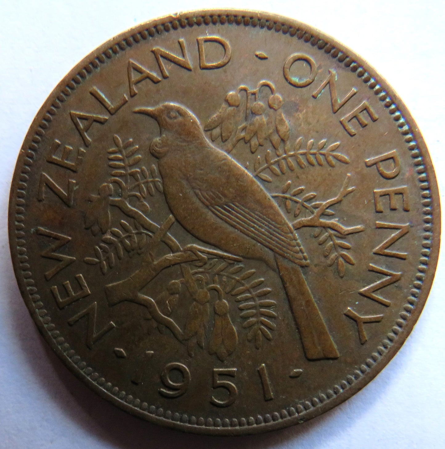 1951 King George VI New Zealand One Penny Coin