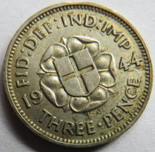 Load image into Gallery viewer, 1944 King George VI Silver Threepence Coin - Scarce Date
