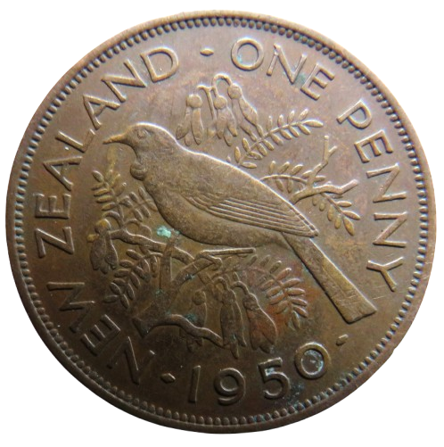 1950 King George VI New Zealand One Penny Coin