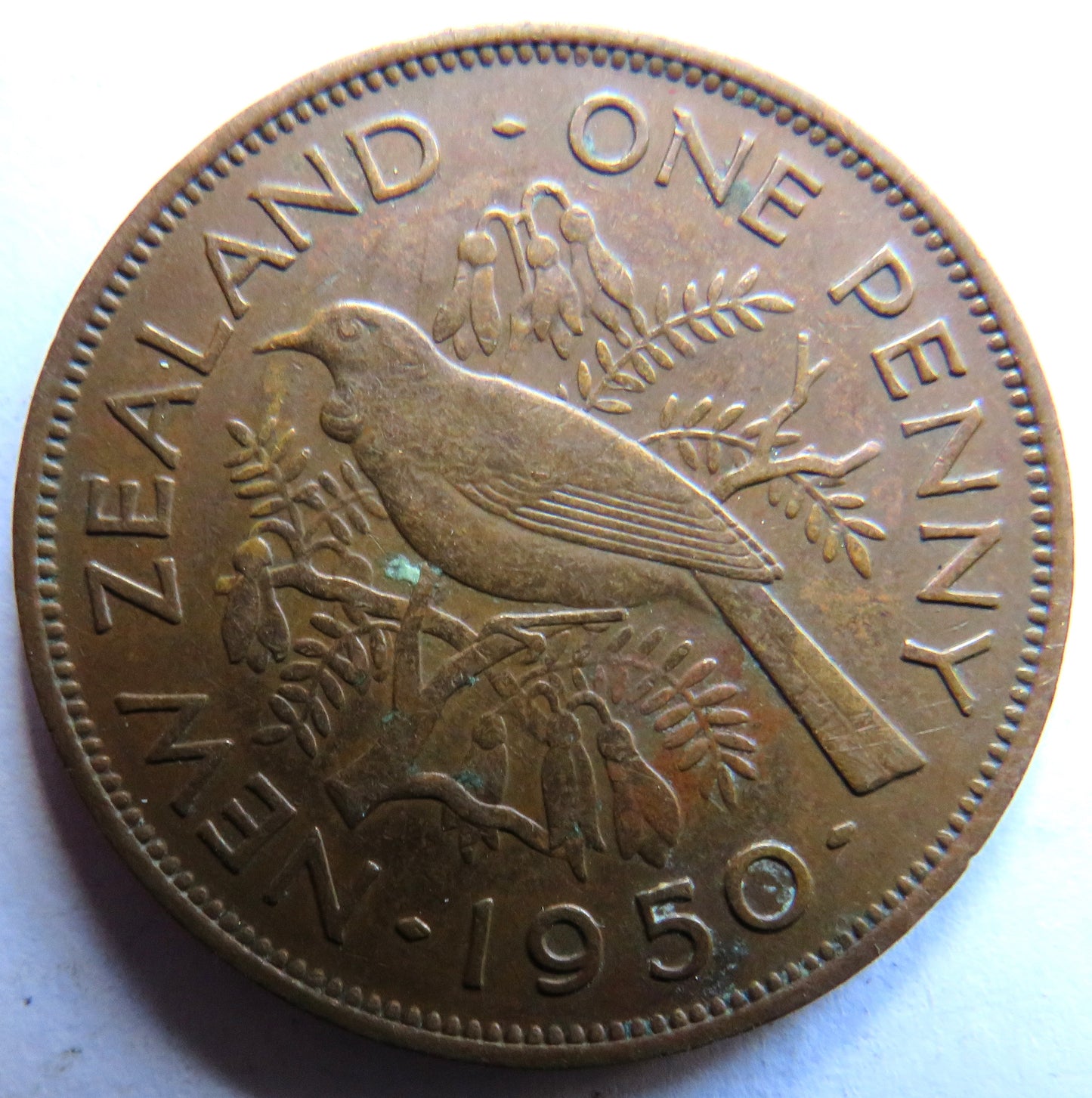 1950 King George VI New Zealand One Penny Coin