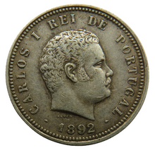 Load image into Gallery viewer, 1892 Portugal Silver 200 Reis Coin
