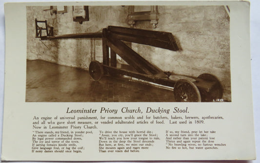 Vintage Postcard of Leominster Priory Church, Ducking Stool