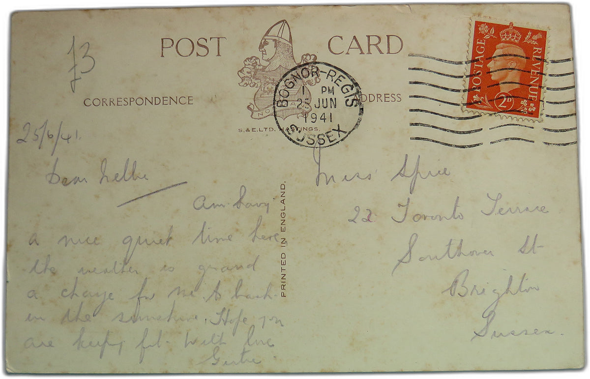 Vintage Postcard of Bury Hill Near Bognor Regis, 1941 image 2