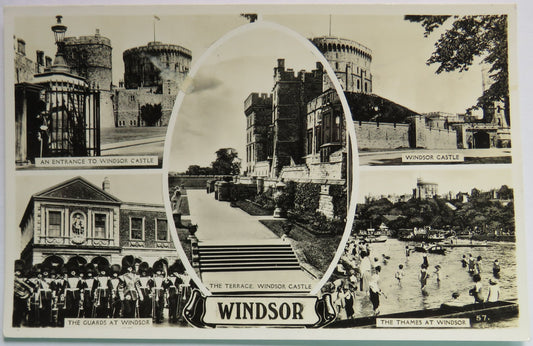 Vintage Multiview Postcard of Windsor Including The Terrace and The Guards image 1