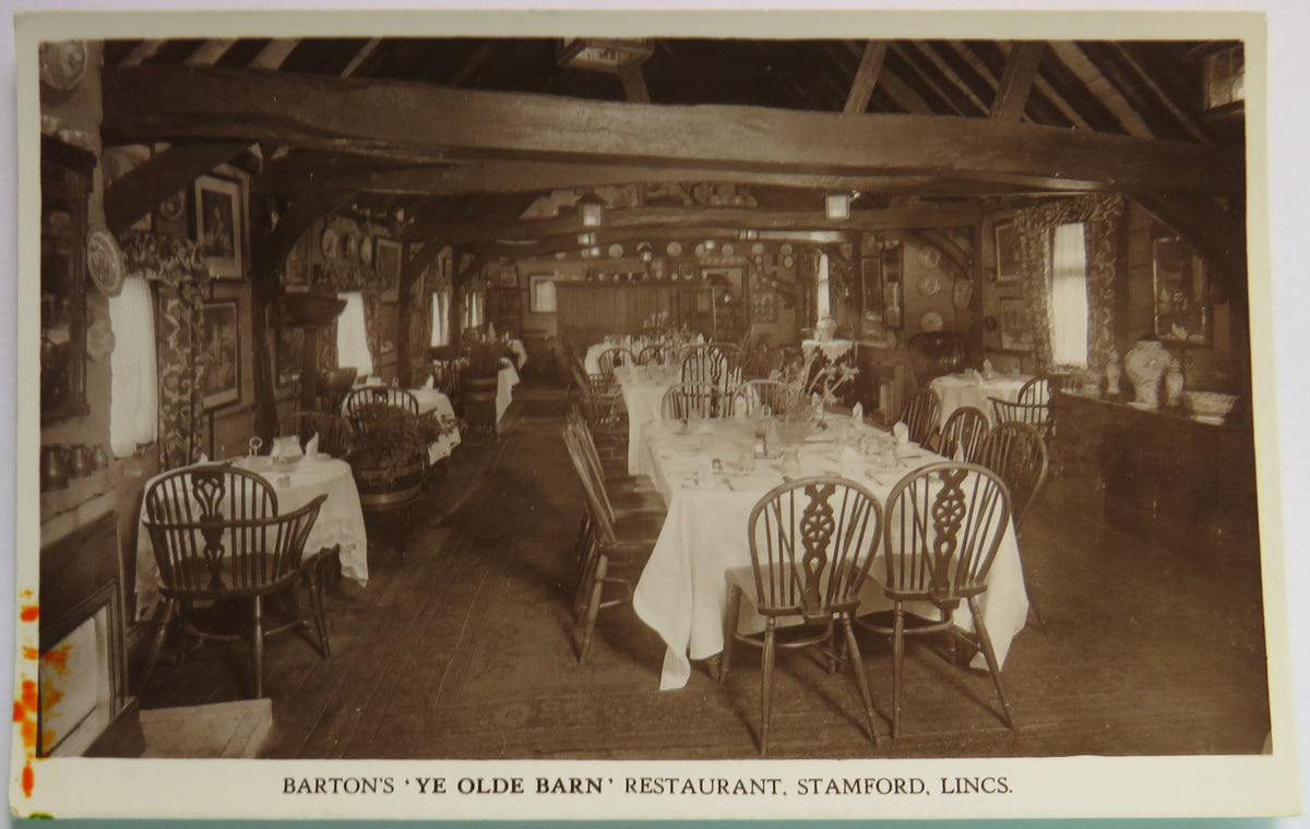 Vintage Postcard of Barton's 'Ye Olde Barn' Restaurant, Stamford Lincs image 1