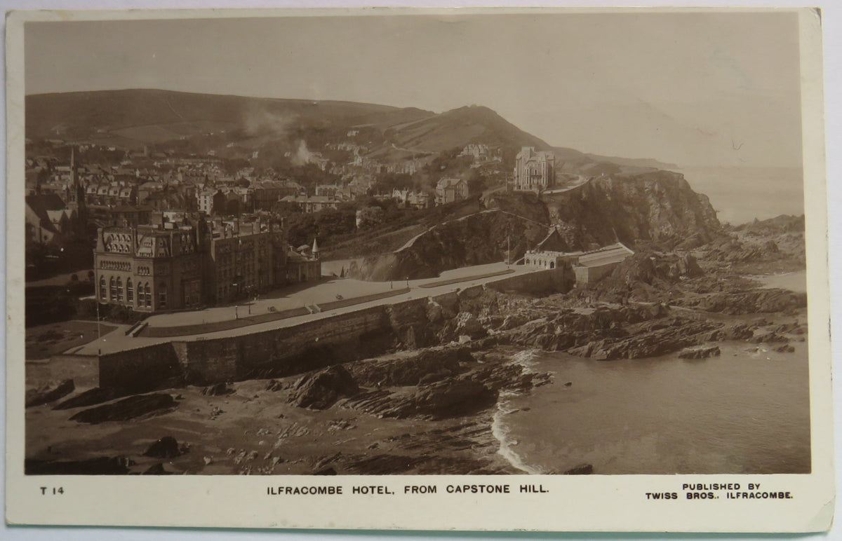 Vintage Postcard of Ilfracombe Hotel, from Capstone Hill, 1910, Published by Twiss Bros image 1