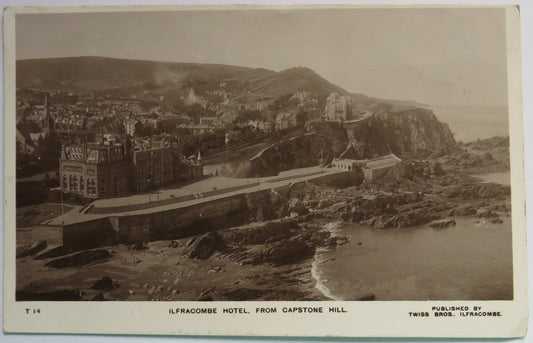 Vintage Postcard of Ilfracombe Hotel, from Capstone Hill, 1910, Published by Twiss Bros image 1