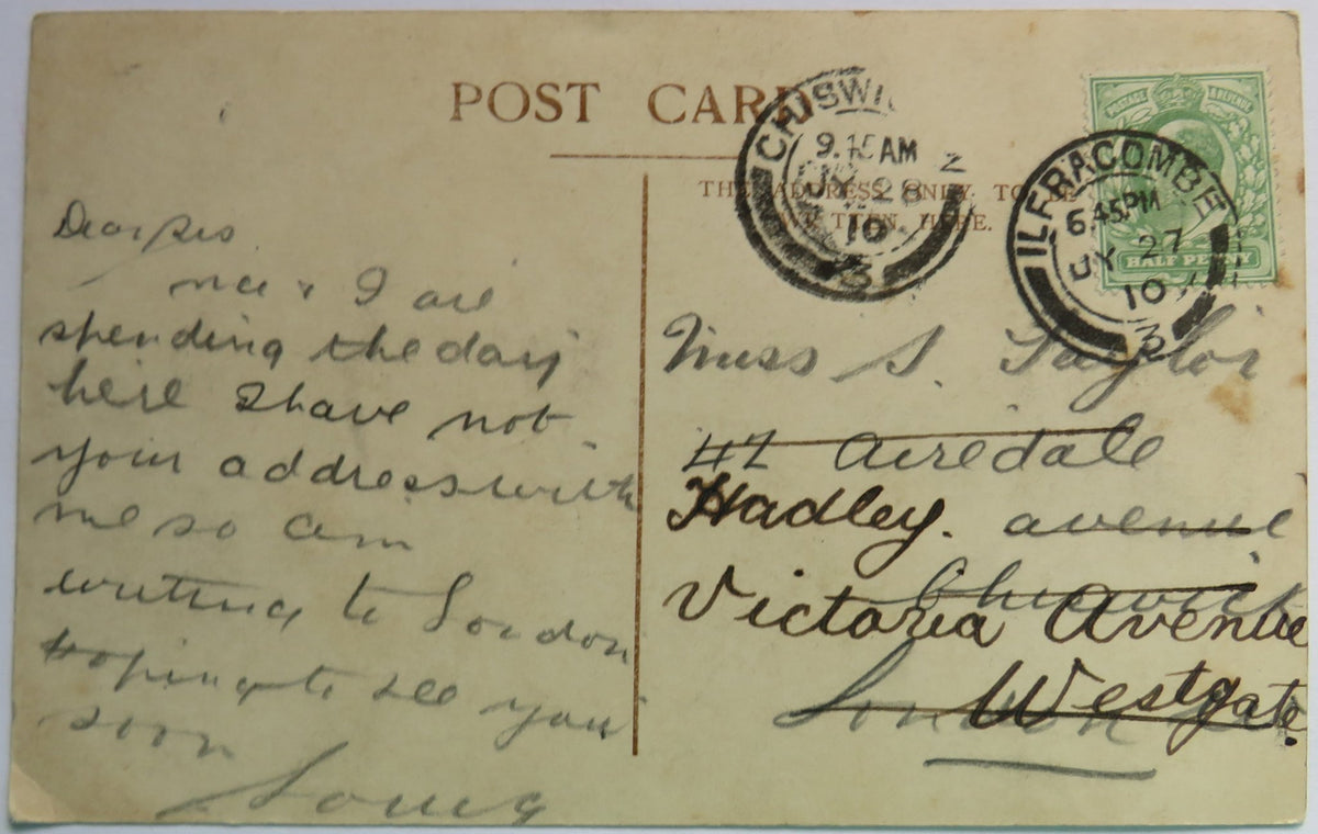 Vintage Postcard of Ilfracombe Hotel, from Capstone Hill, 1910, Published by Twiss Bros image 2