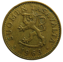 Load image into Gallery viewer, 1963 Finland 50 Pennai Coin
