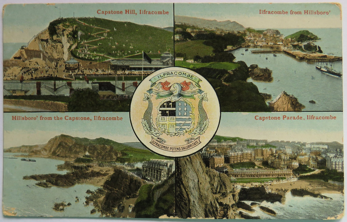 Vintage Multiview Postcard of Ilfracombe including Capstone Hill & Capstone Parade, 1908 image 1