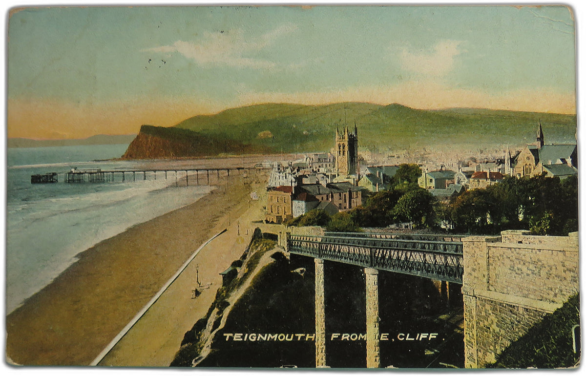 Vintage Postcard of Teignmouth From E. Cliff, 1910 image 1