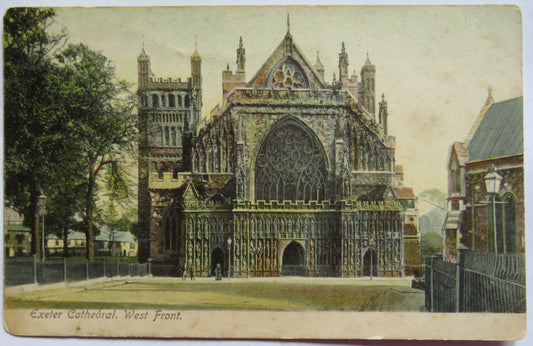 Vintage Postcard of Exeter Cathedral, West Front