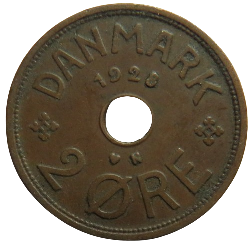 1928 Denmark 2 Ore Coin