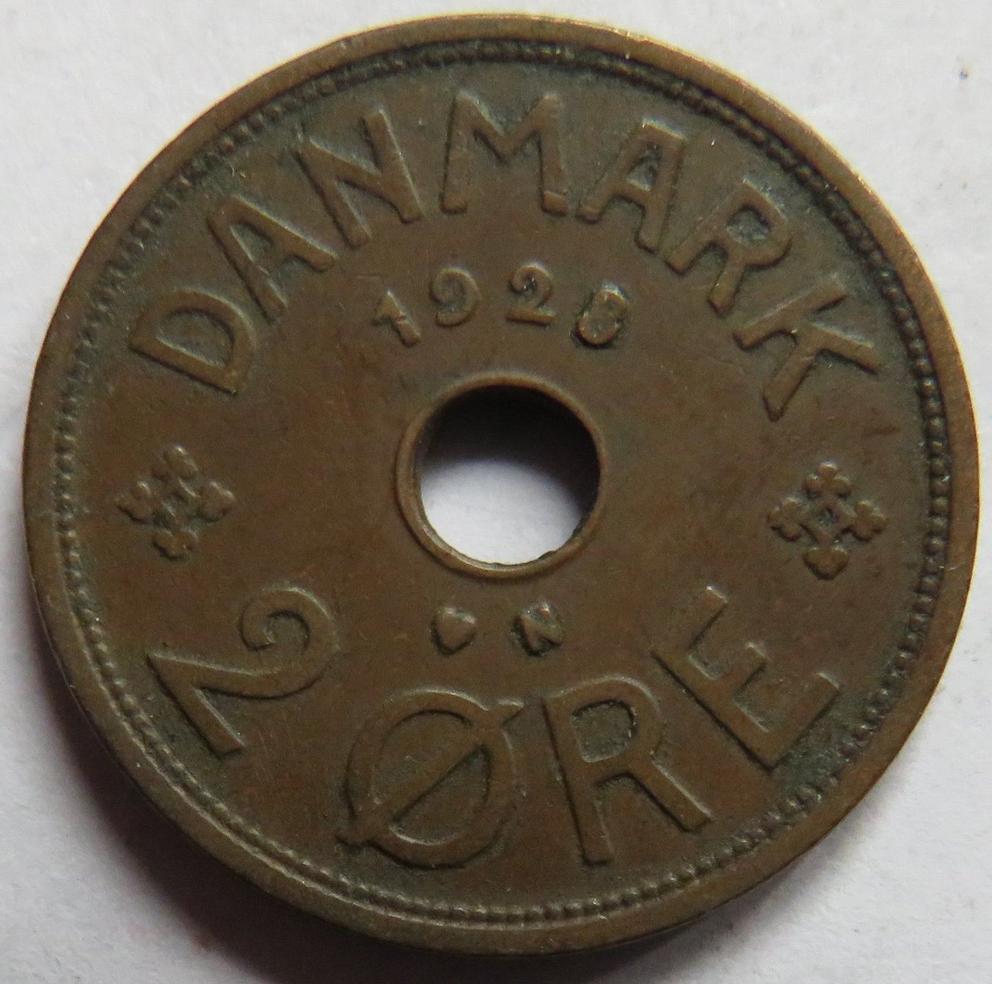 1928 Denmark 2 Ore Coin