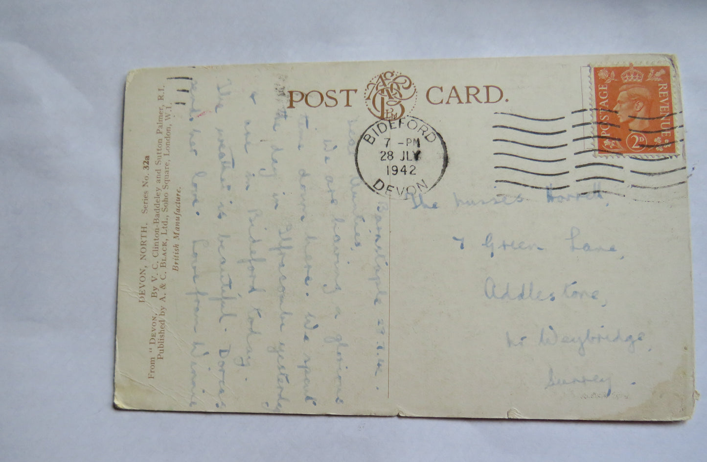 Vintage Postcard of Ilfracombe, Devon 1942