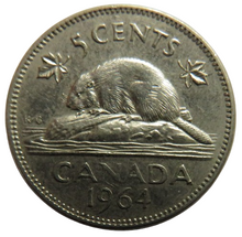 Load image into Gallery viewer, 1964 Queen Elizabeth II Canada 5 Cents Coin
