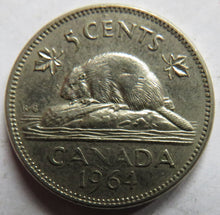 Load image into Gallery viewer, 1964 Queen Elizabeth II Canada 5 Cents Coin
